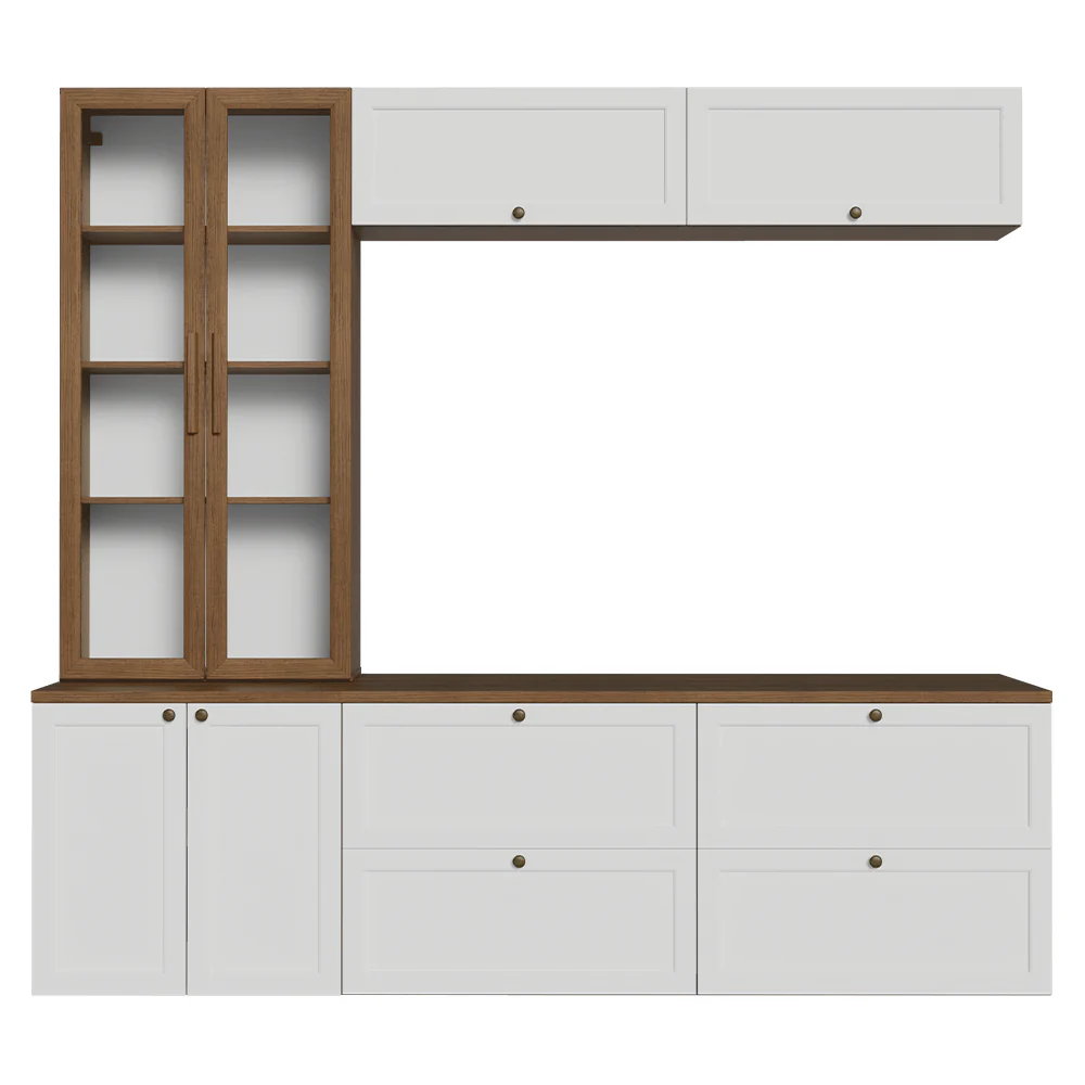 Centros de Entretenimiento con Rack + Cristaleiro 230 cm Marrón/Blanco/Marrón Vik Madesa 02 - Image 10