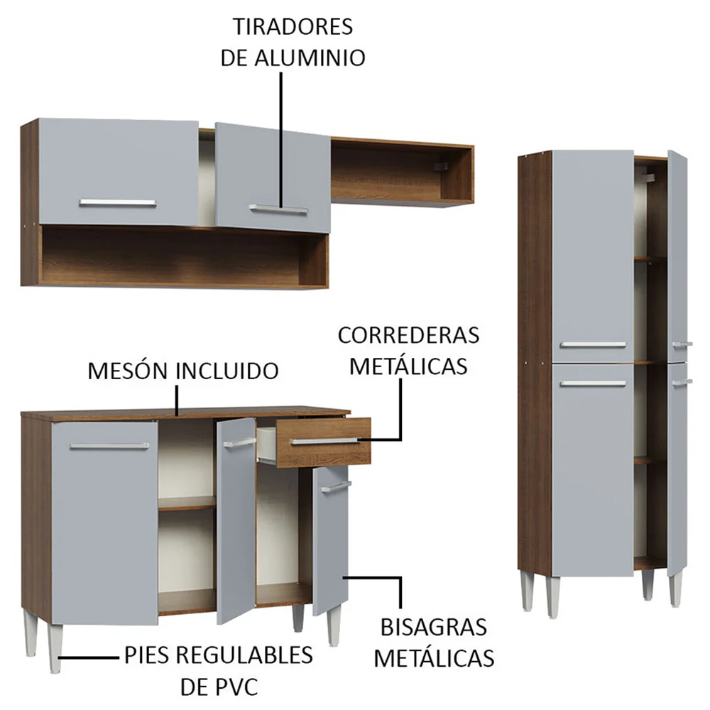 Cocin Compacta 229 cm Emilly Pop Marrón/Gris - Image 4