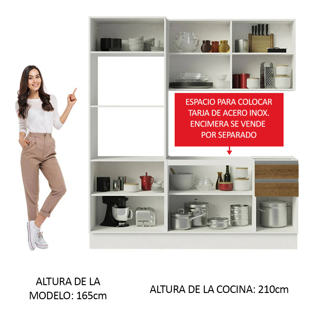 Cocina Compacta 100% MDF 190cm Blanco/Marrón Acordes Madesa 01 - Image 5