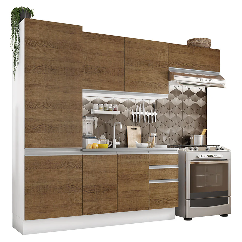 Cocina Compacta 100% MDF 260 cm Puetas Blanco/Marrón Acordes Madesa 02 - Image 3