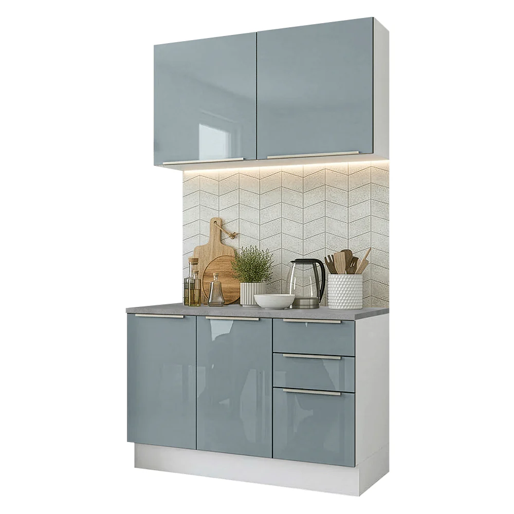 Cocina Compacta 120 cm Blanco/Gris Lux Madesa 01 - Image 3