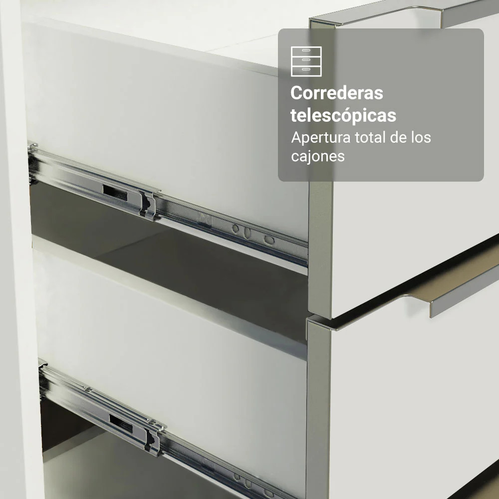 Cocina Compacta 120 x 60 cm Blanco/Blanco Aterciopelado Lux Madesa 02 - Image 6
