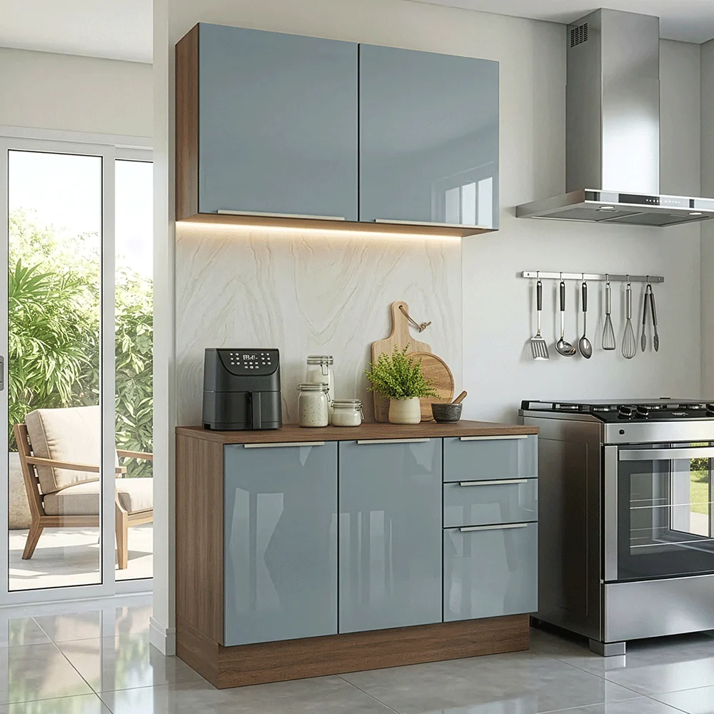 Cocina Compacta 120 x 60 cm Marrón/Gris Lux Madesa 02