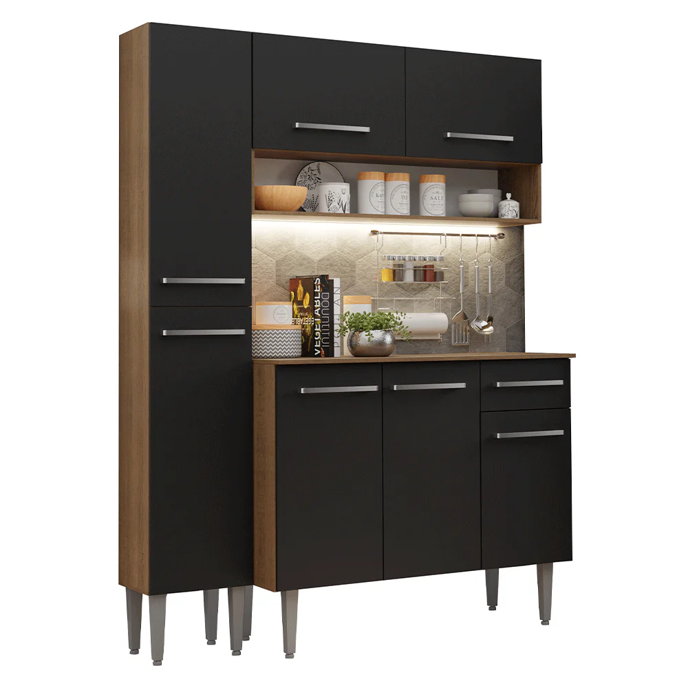 Cocina Compacta 137 cm Emilly Marrón/Negro 012 - Image 3