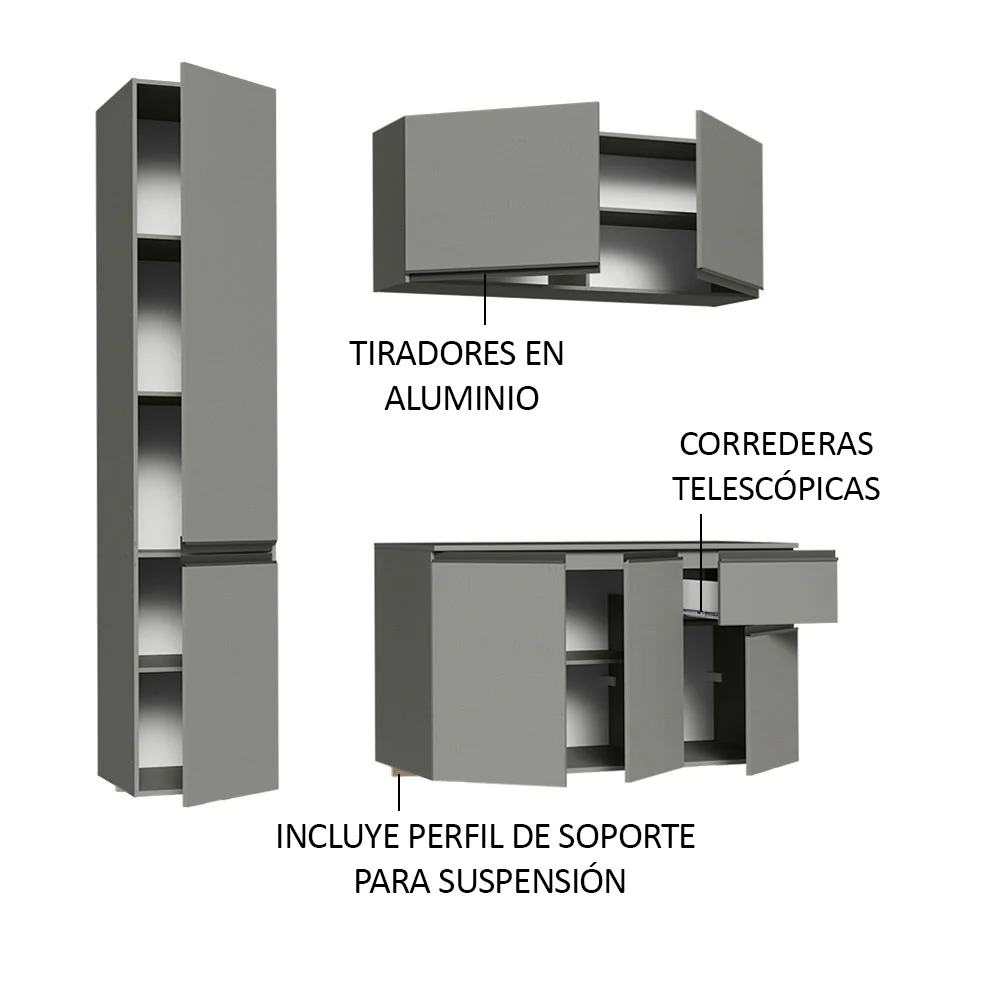 Cocina Compacta 160 cm Sin Patas Nice Gris 02 - Image 8