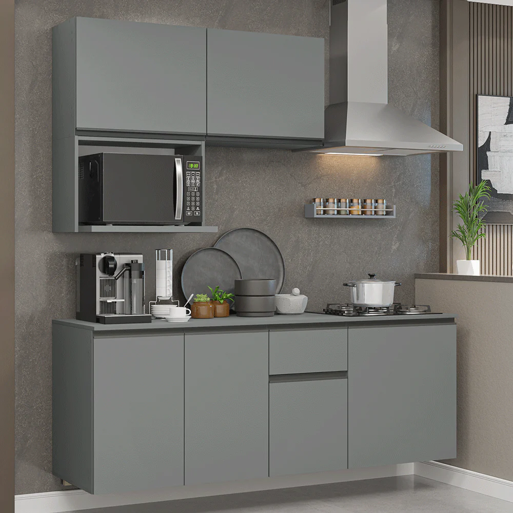 Combo de Cocina 180 cm Flotante Gris Nice Madesa 03