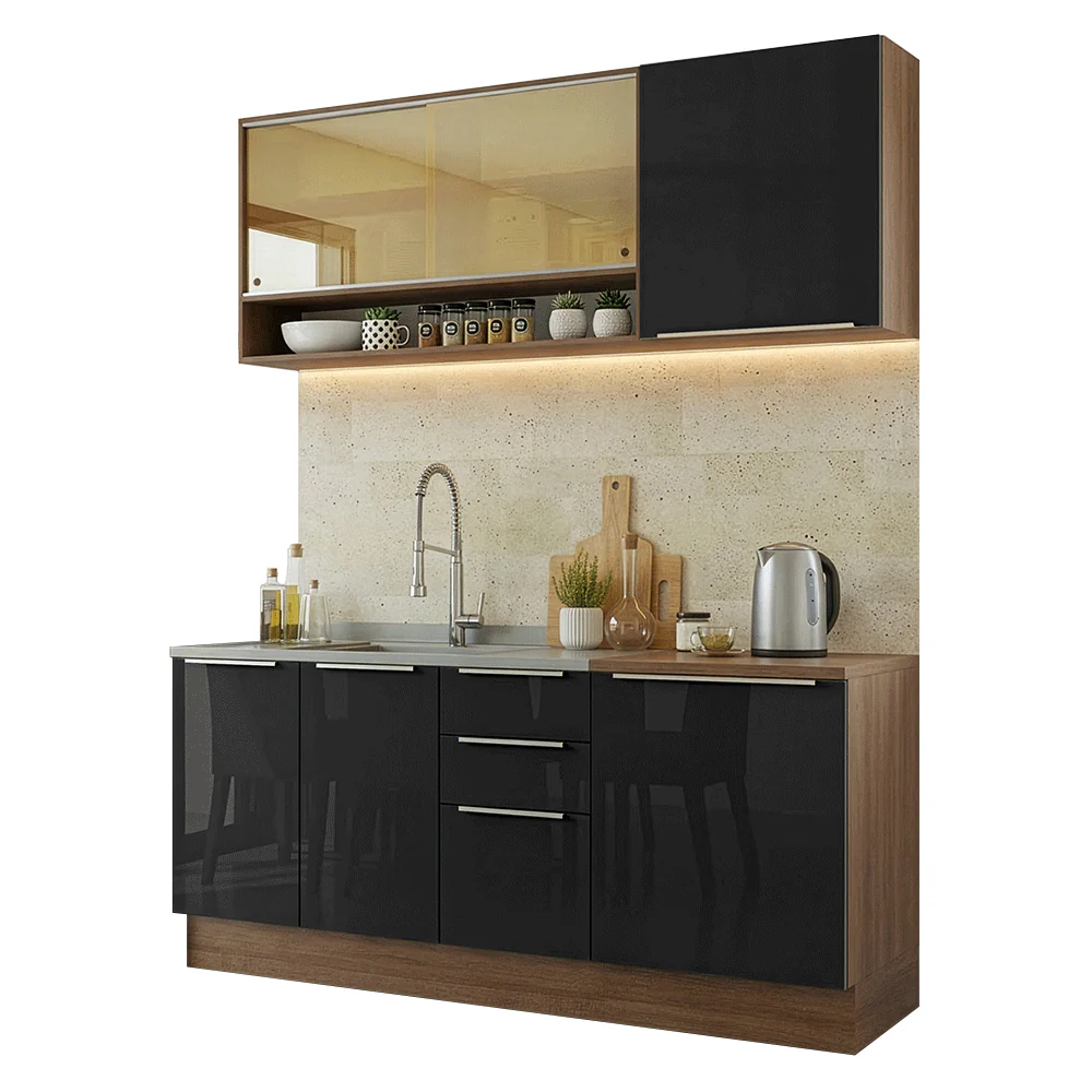 Cocina Compacta 180 cm Marrón/Negro Lux Madesa 04 - Image 3