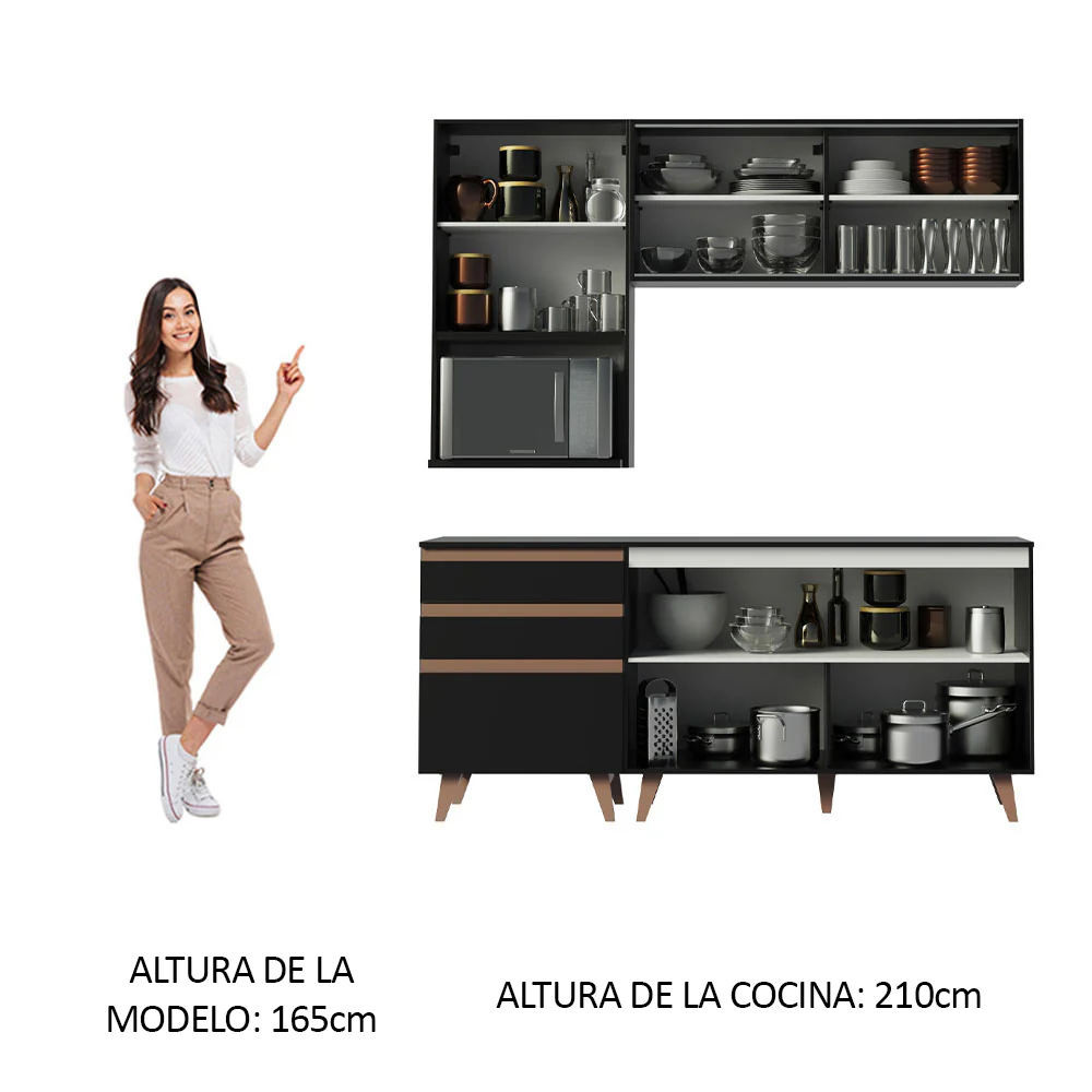 Cocina Compacta 180 cm Reims Negro 01 - Image 5