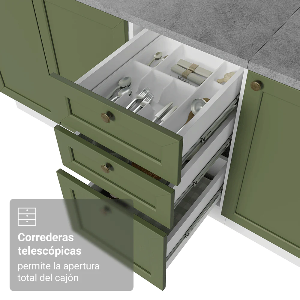 Cocina Compacta 180 cm Vik Blanco/Verde 02 - Image 8