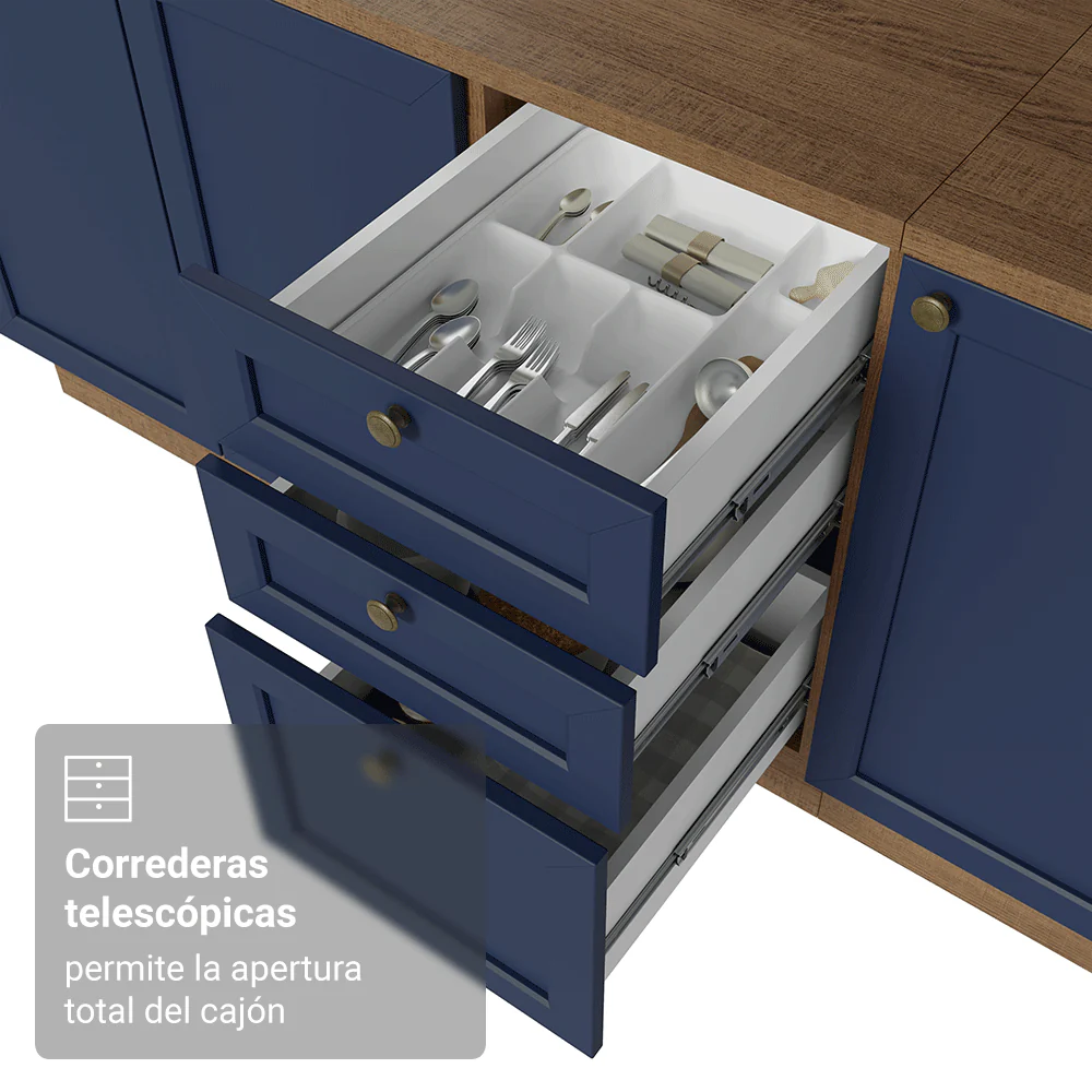 Cocina Compacta 180 cm Vik Marrón/Azul 01 - Image 8