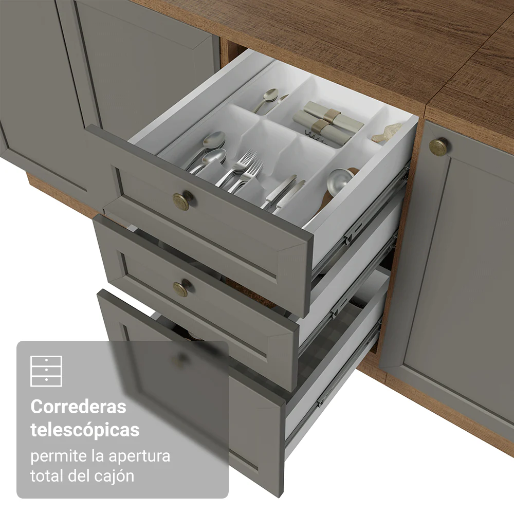 Cocina Compacta 180 cm Vik Marrón/Gris 01 - Image 8
