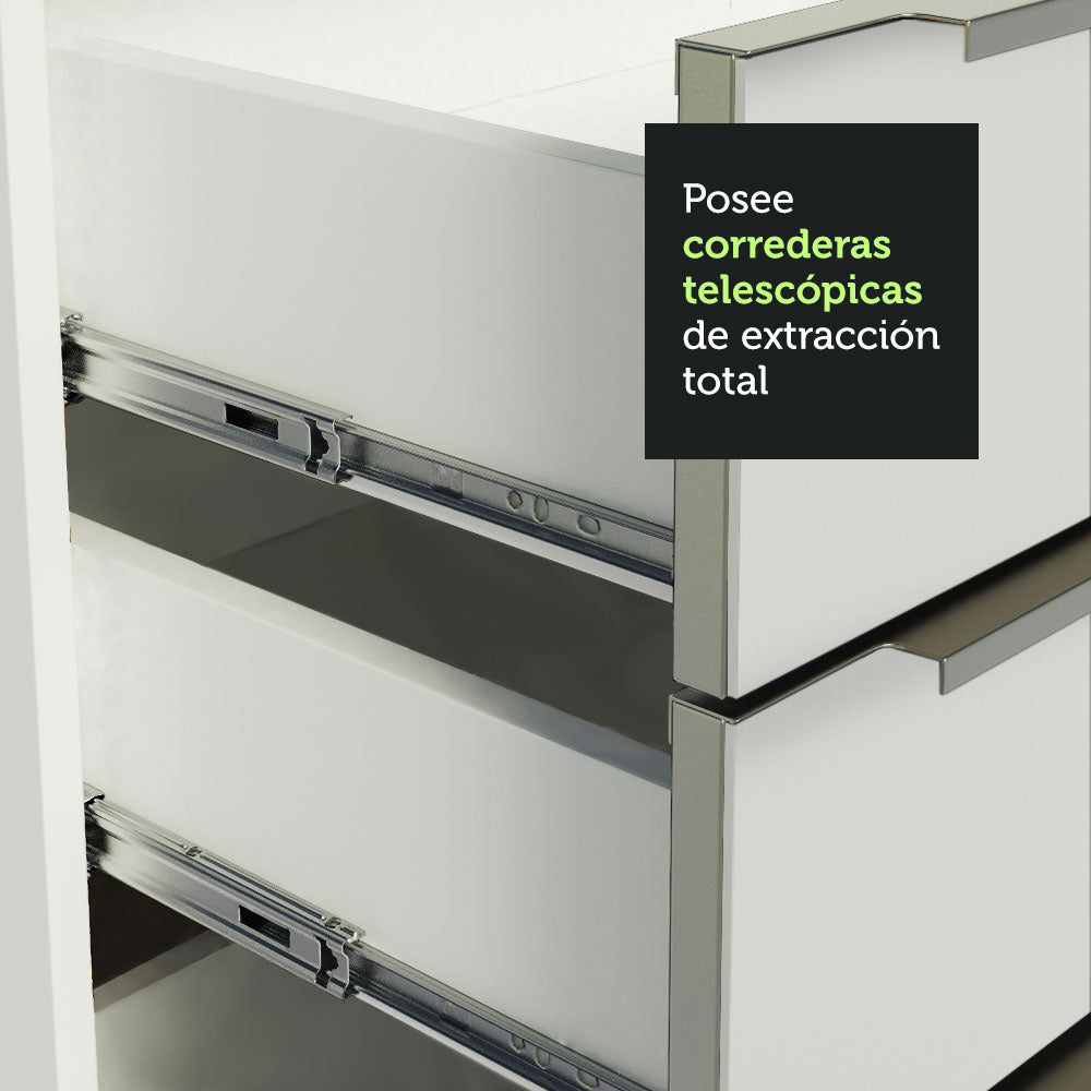 Cocina Compacta 180 x 60 cm Blanco/Blanco Aterciopelado Lux Madesa 01 - Image 7