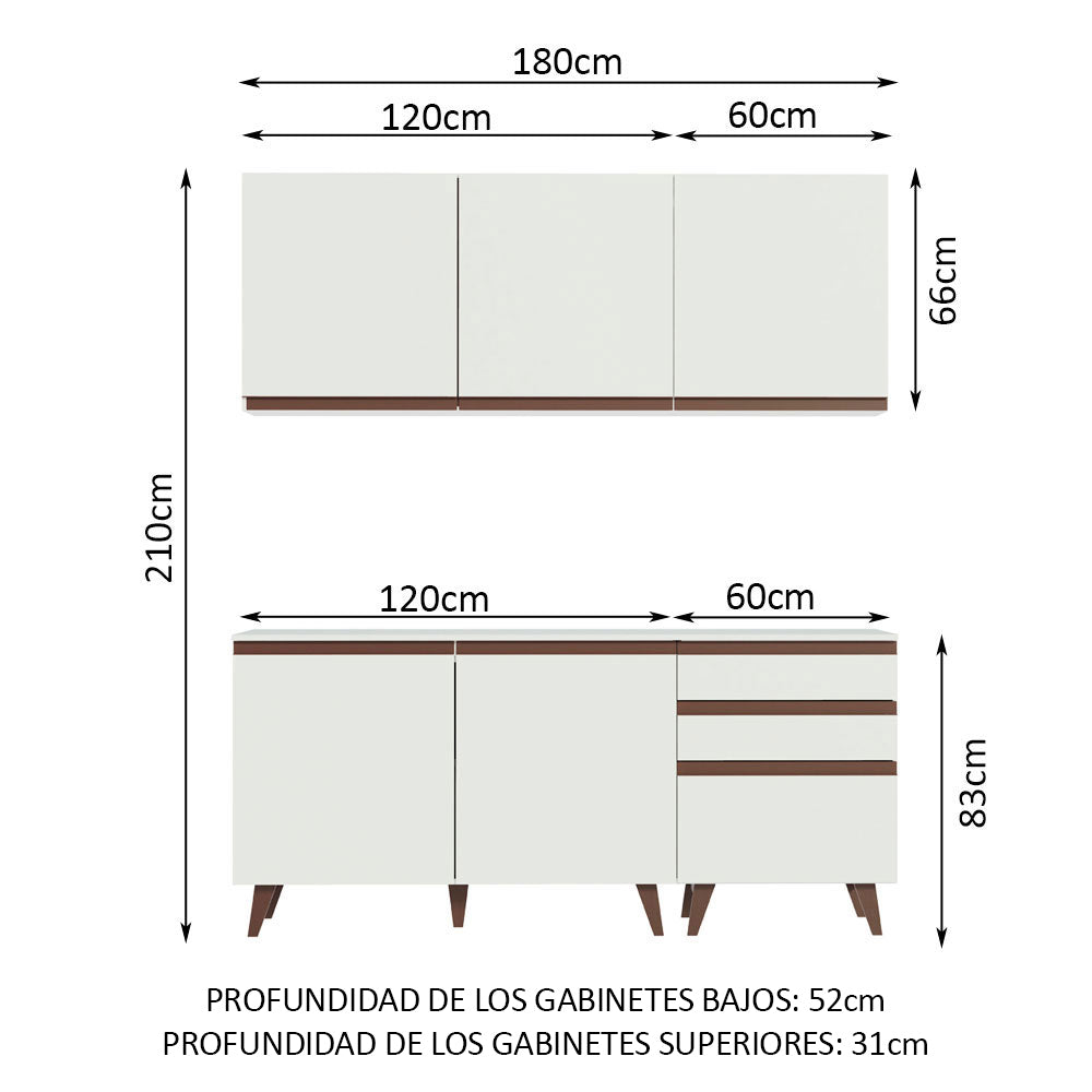 Cocina Compacta 180cm Reims Blanco 80 - Image 2