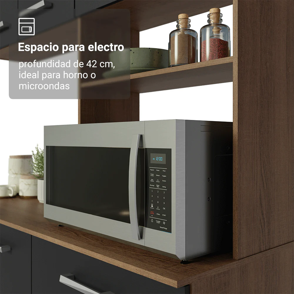 Cocina Compacta 196 cm Aura Marrón/Negro - Image 7