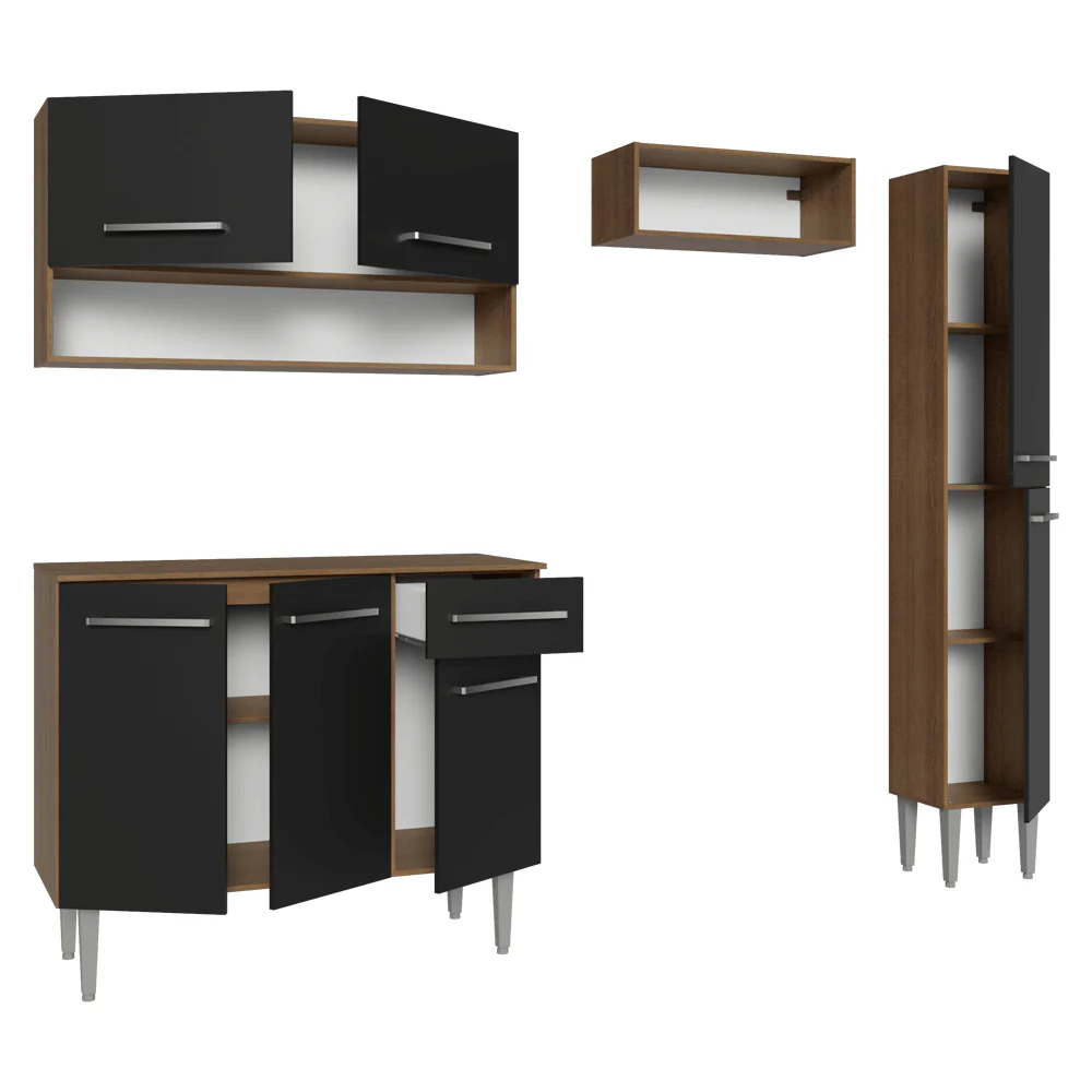 Cocina Compacta 197 cm Emilly Marrón/Negro 01 - Image 7