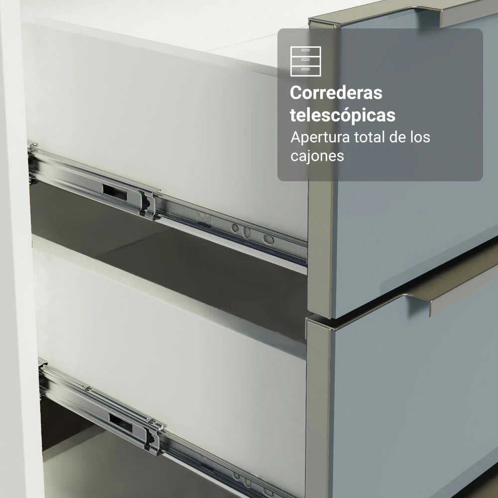 Cocina Compacta 200 cm Blanco/Gris Lux Madesa 05 - Image 5