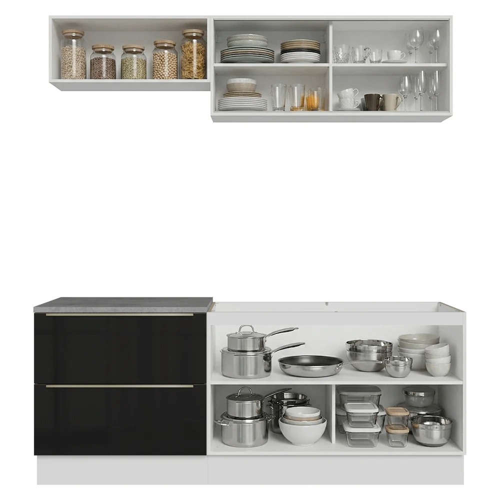 Cocina Compacta 200 cm Blanco/Negro Lux Madesa 07 - Image 5