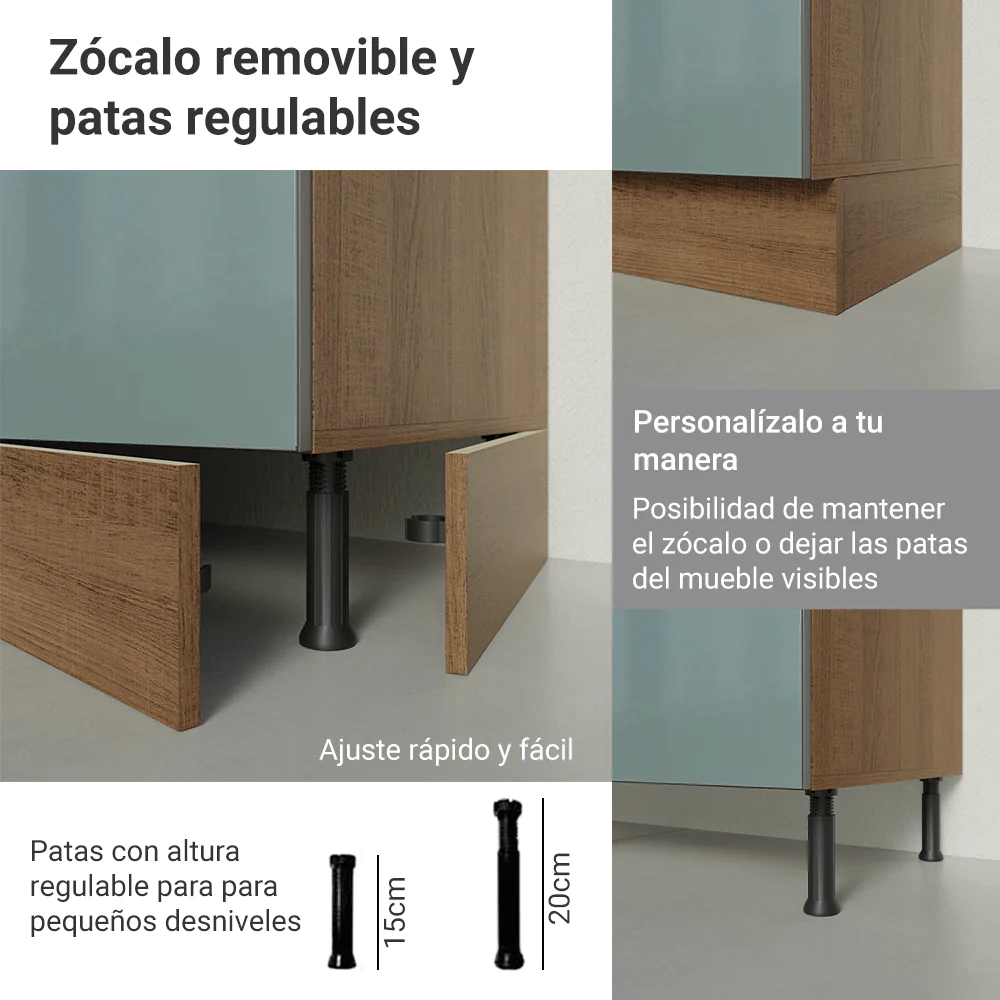 Cocina Compacta 200 x 60 cm Marrón/Gris Lux Madesa 06 - Image 9