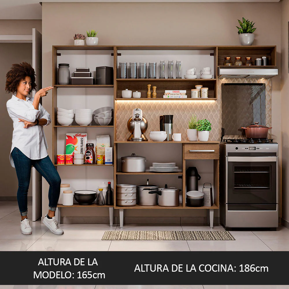 Cocina Compacta 229cm Marrón/Blanco Emilly Top - Image 5