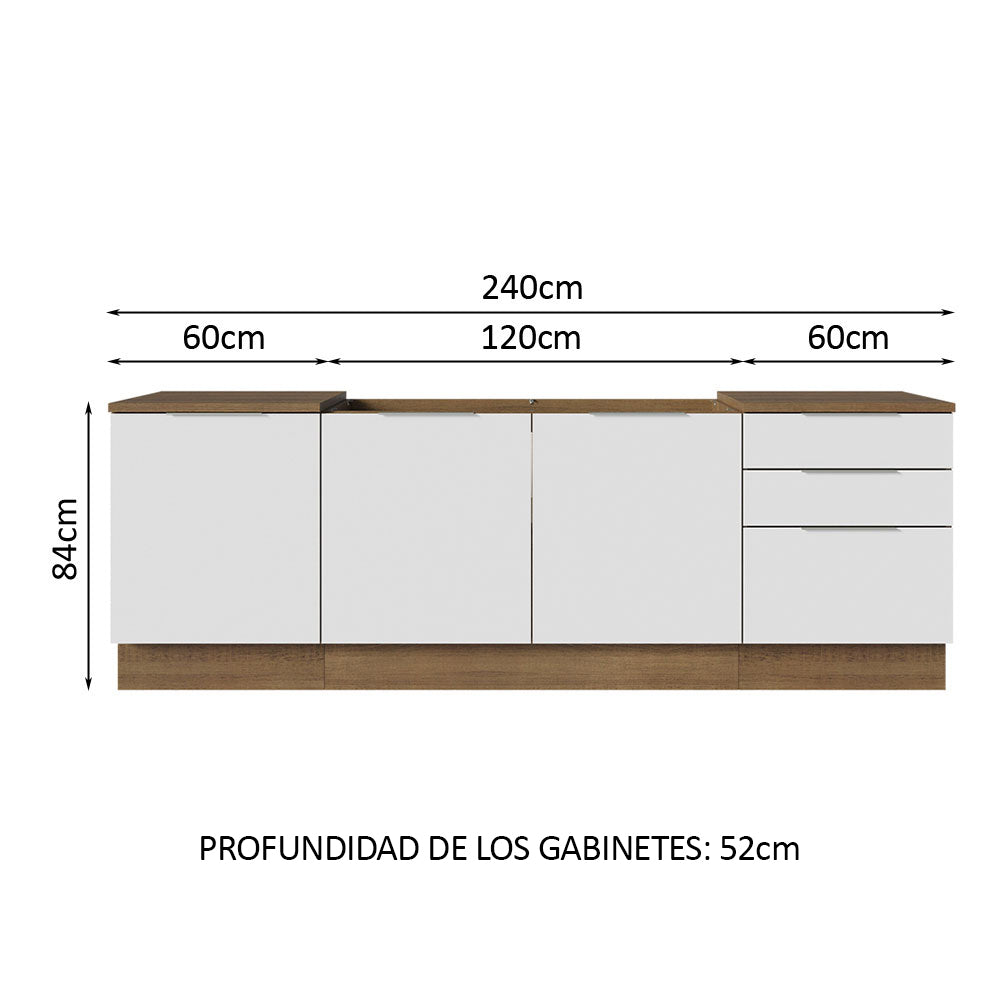 Cocina Compacta 240 cm Marrón/Blanco Stella Madesa 01 - Image 2