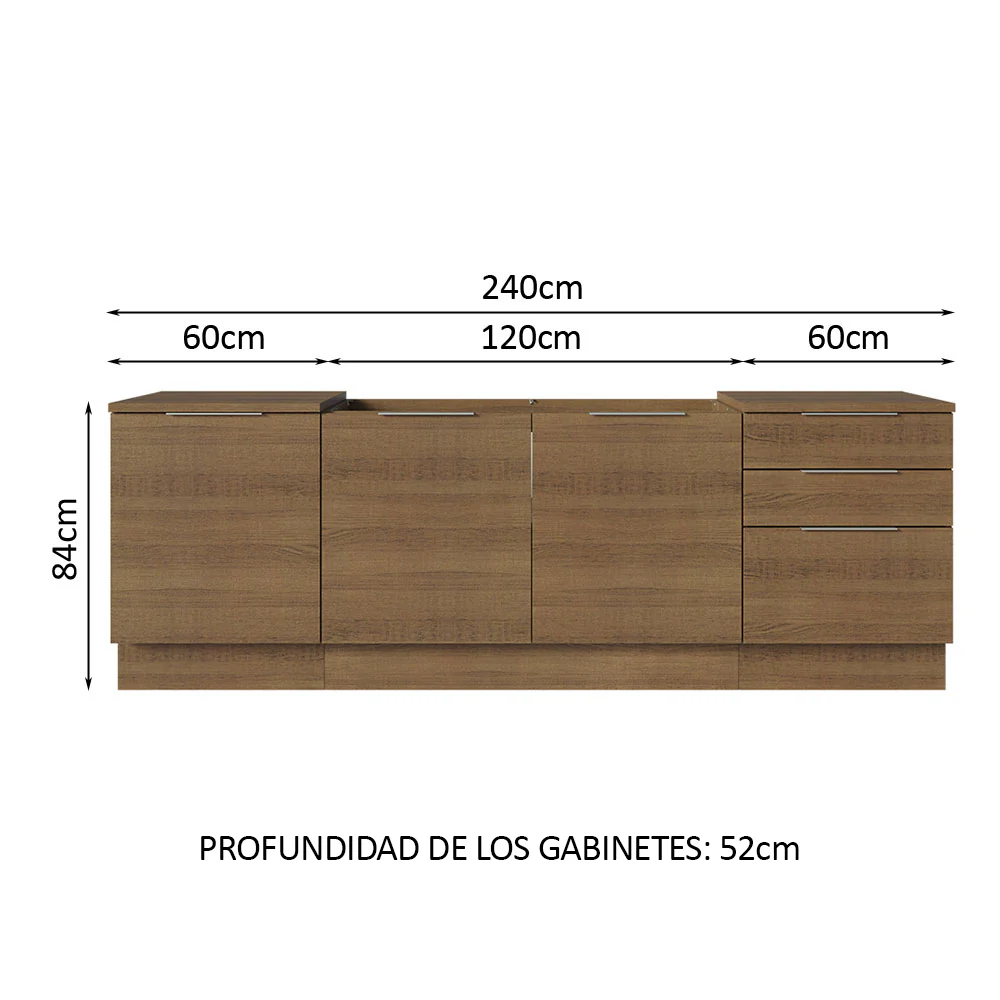 Cocina Compacta 240 cm Marrón Stella Madesa 01 - Image 2