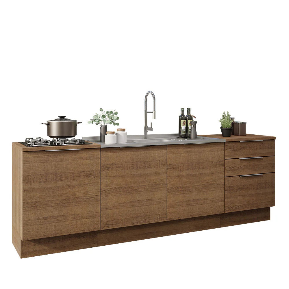 Cocina Compacta 240 cm Marrón Stella Madesa 01 - Image 3