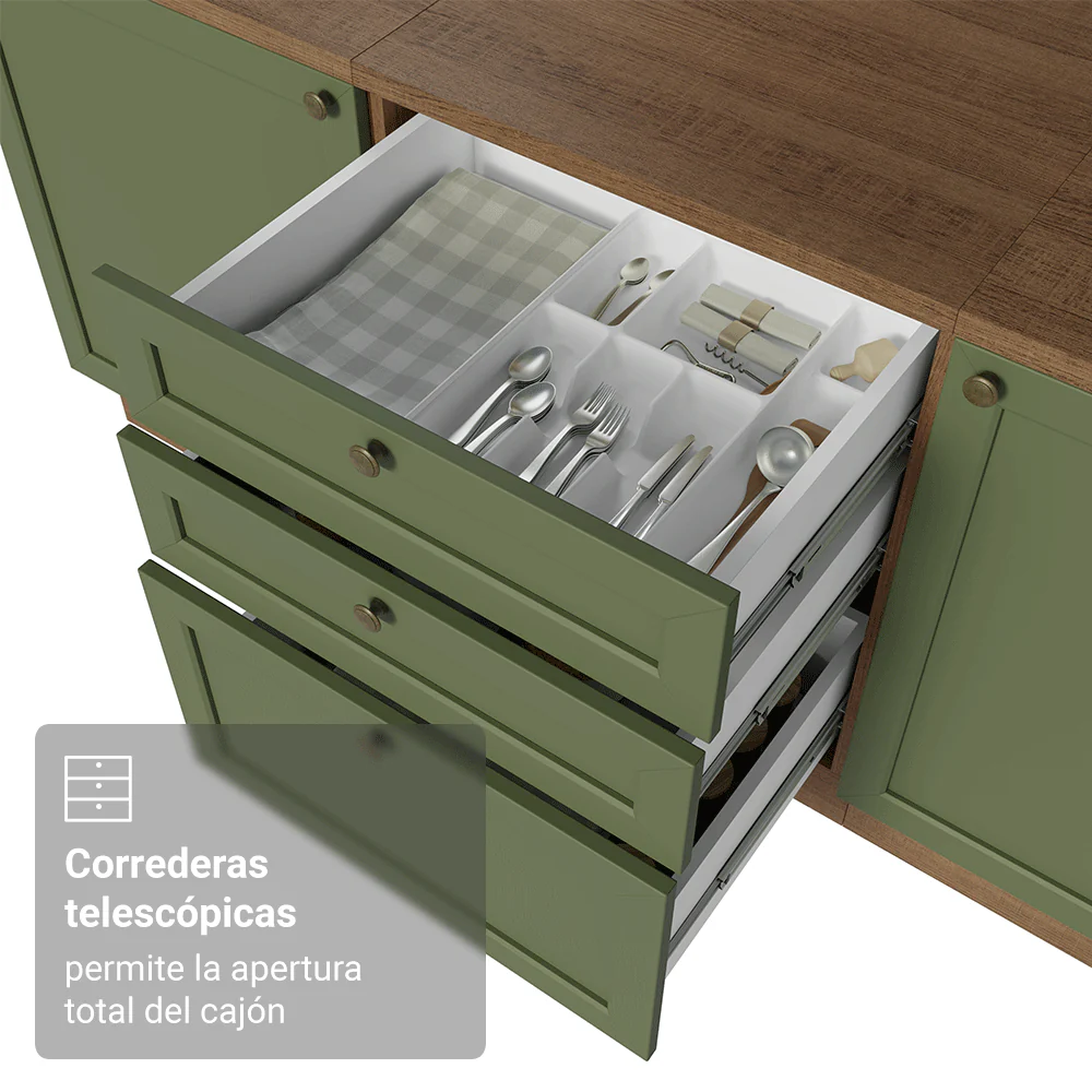 Cocina Esquinera 399 cm Vik Marrón/Verde 02 - Image 6