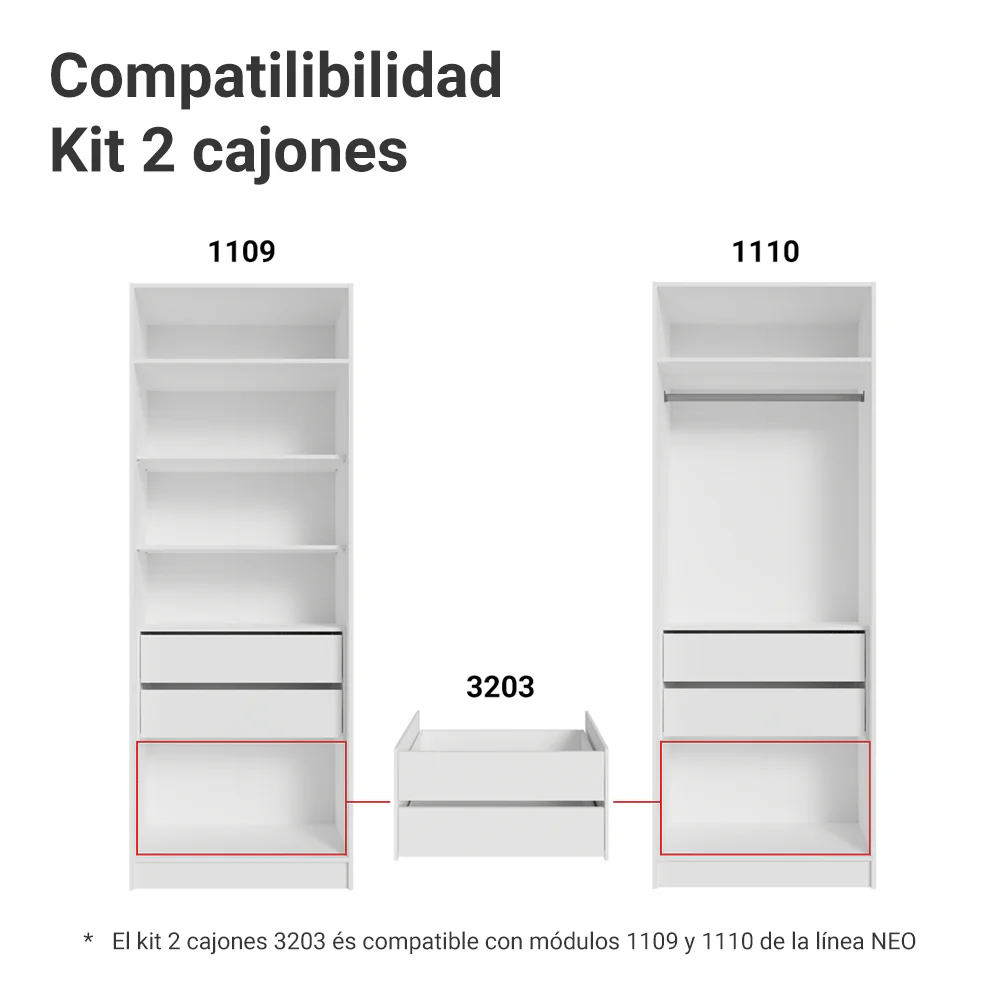 Combo 2 Cajones para Placard Modulado Neo Blanco Madesa - Image 4