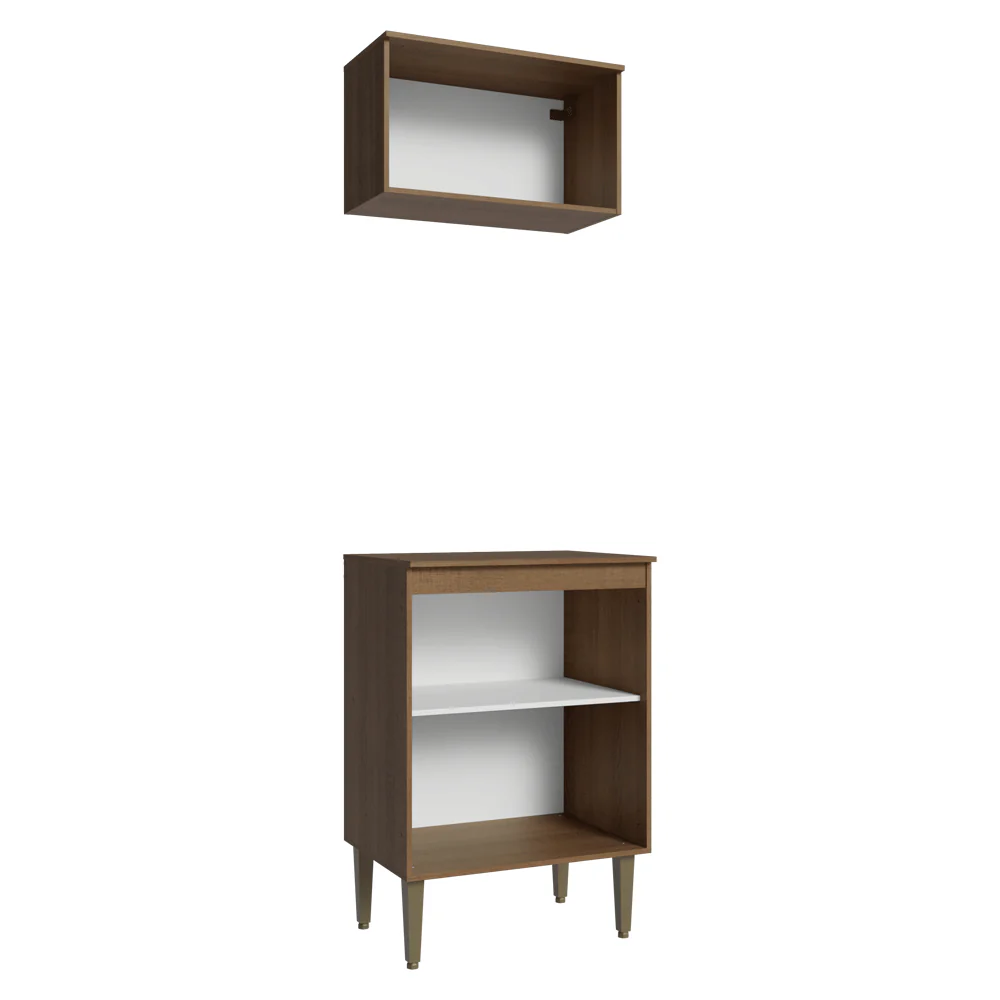 Combo Cocina con Alacena y Bajo Mesada 60 cm Marrón/Blanco Lille Madesa - Image 10