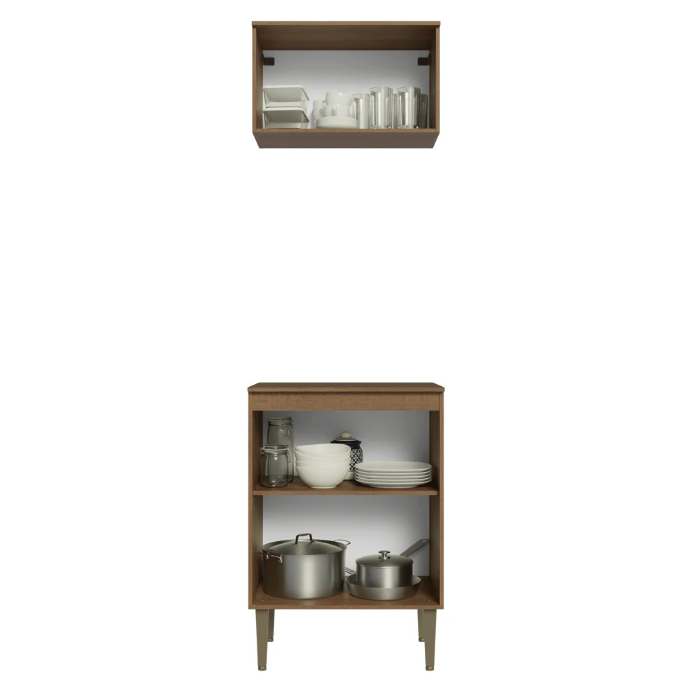 Combo Cocina con Alacena y Bajo Mesada 60 cm Marrón/Negro Lille Madesa - Image 3