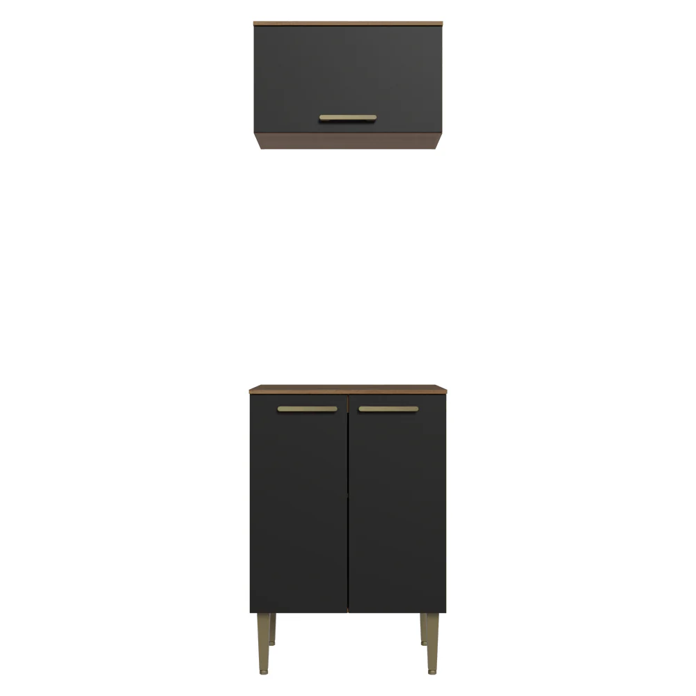 Combo Cocina con Alacena y Bajo Mesada 60 cm Marrón/Negro Lille Madesa - Image 8