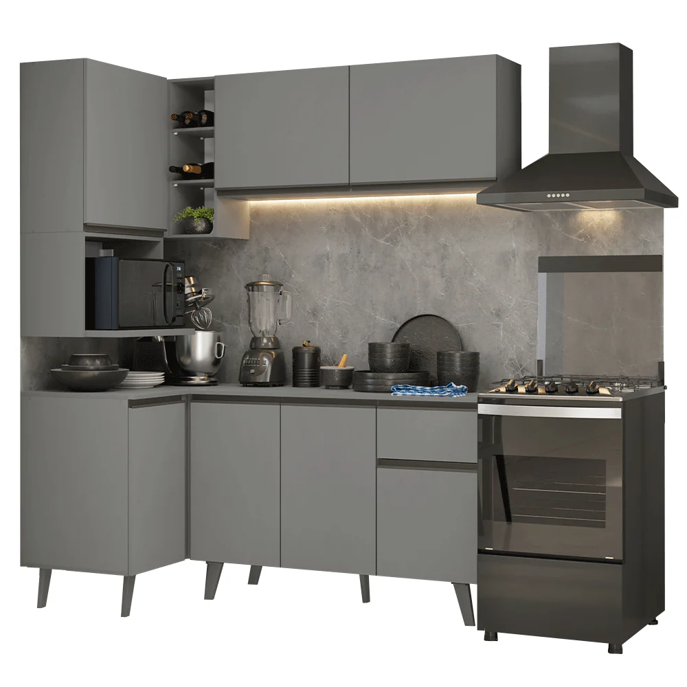 Combo completo de Cocina Esquinera 265 cm Gris Nice Madesa 05 - Image 3