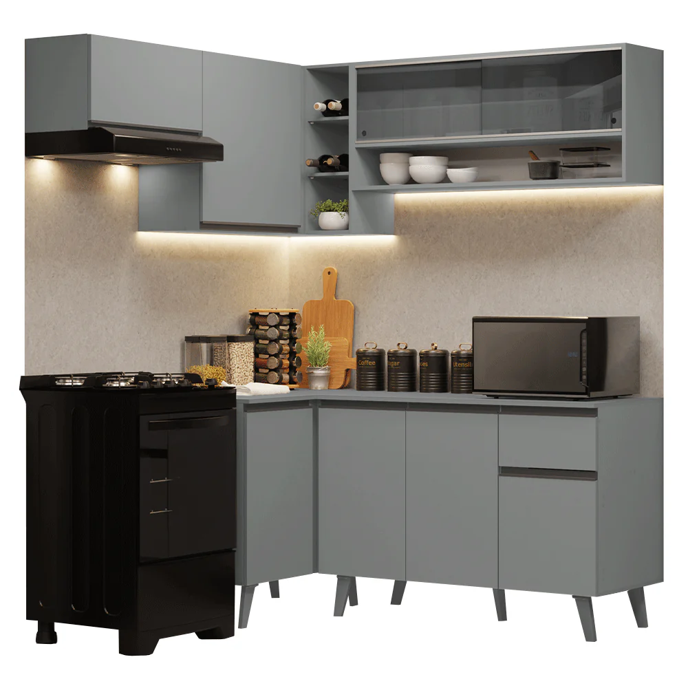 Combo completo de Cocina Esquinera 325cm Gris Nice Madesa 04 - Image 3
