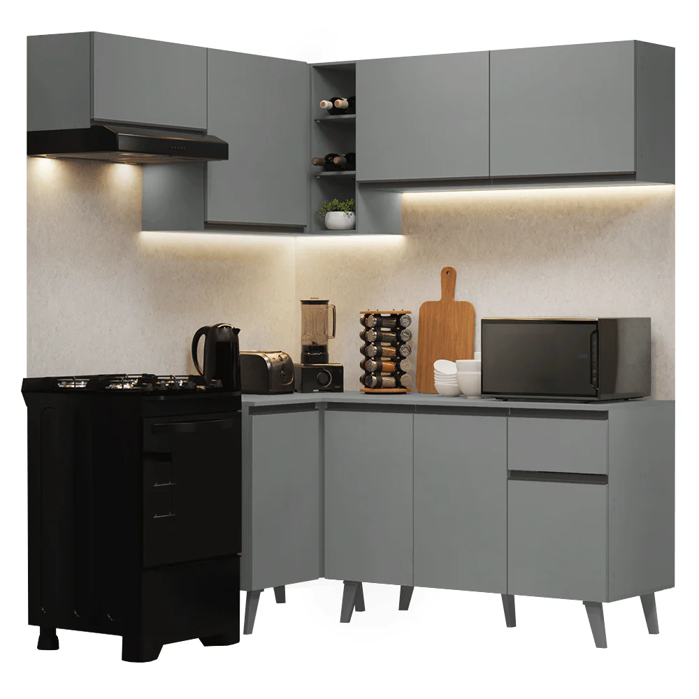 Combo completo de Cocina Esquinera 325cm Gris Nice Madesa 06 - Image 3