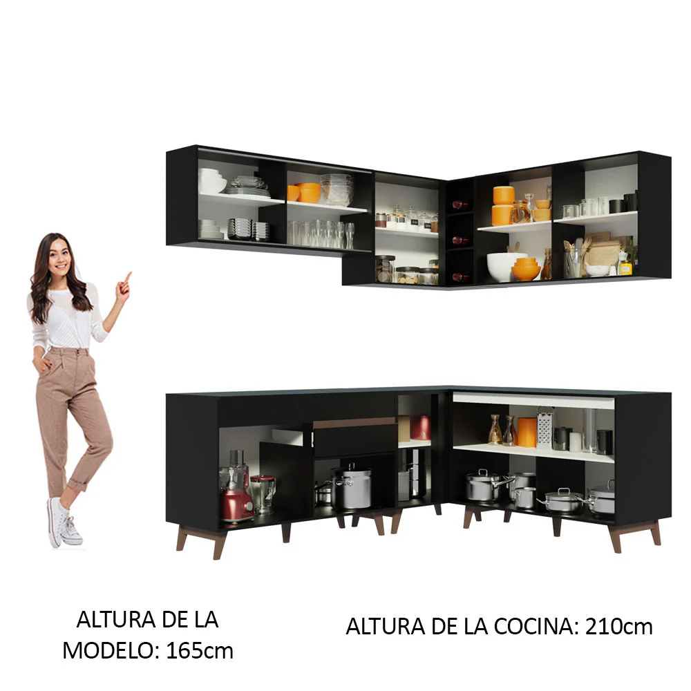 Combo completo de Cocina Esquinera 382 cm Reims Negro 01 - Image 4