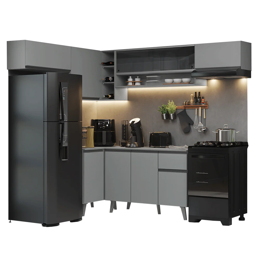 Combo completo de Cocina Esquinera 405cm Gris Nice Madesa 06 - Image 3