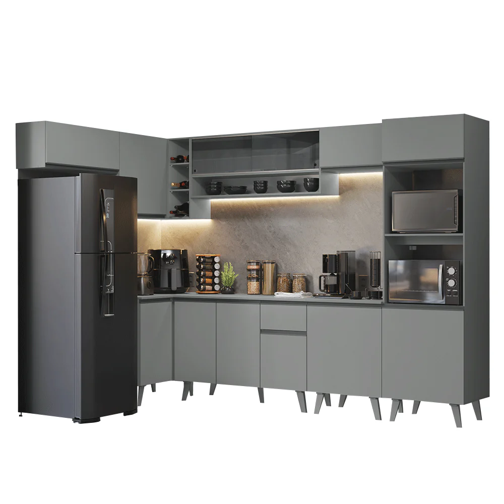 Combo completo de Cocina Esquinera 465cm Gris Nice Madesa 05 - Image 3