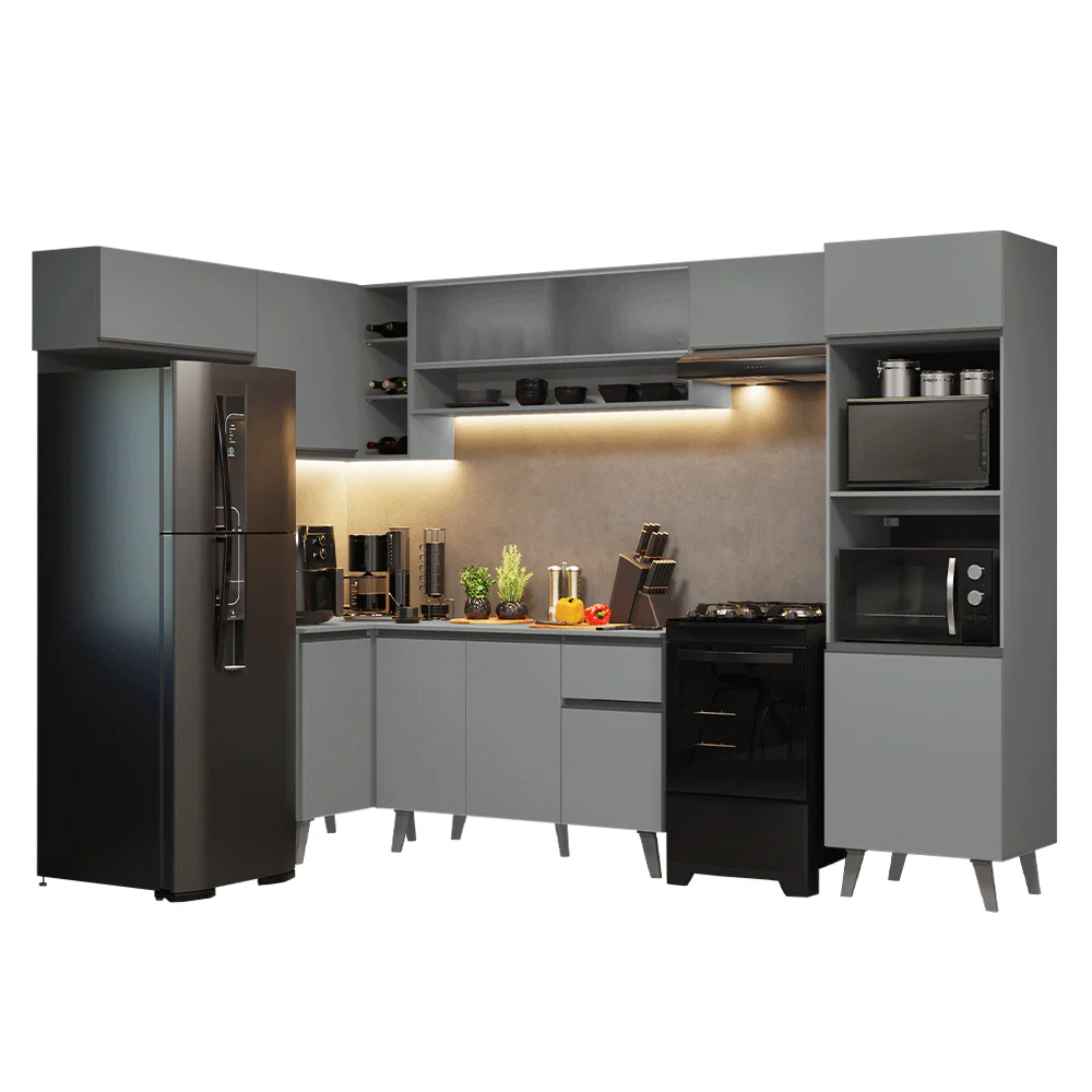 Combo completo de Cocina Esquinera 465cm Gris Nice Madesa 08 - Image 3
