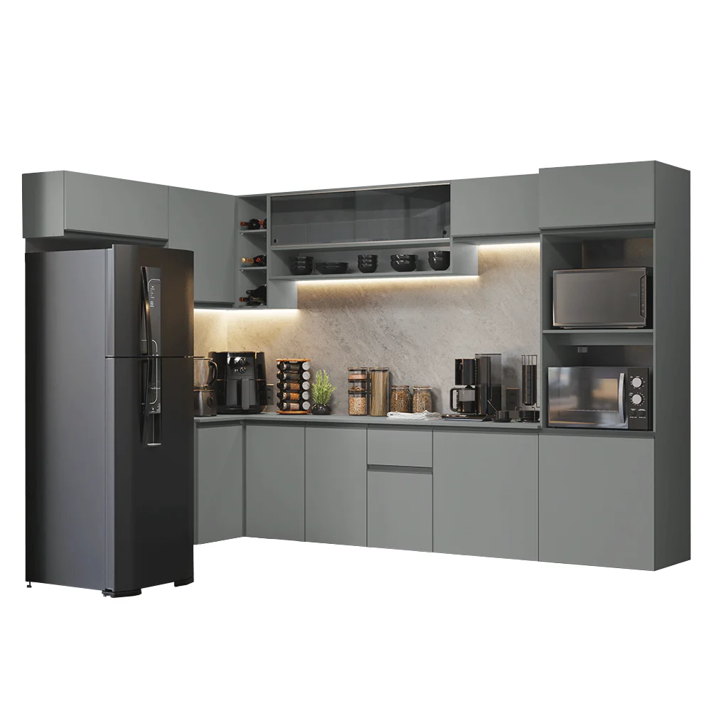 Combo completo de Cocina Esquinera Flotante 465cm Gris Nice Madesa 03 - Image 3