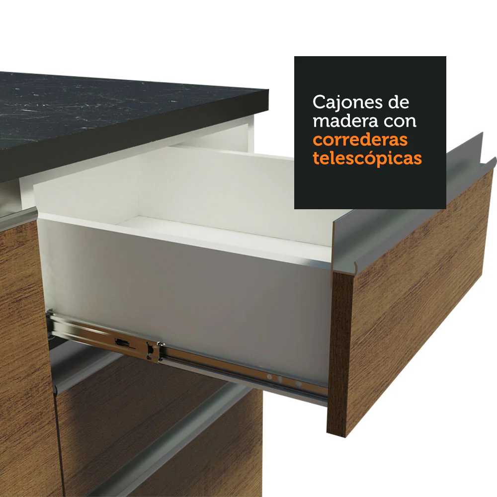 Combo Completo de Cocina 100% MDF 250 cm Blanco/Marrón Acordes Madesa 03 - Image 6