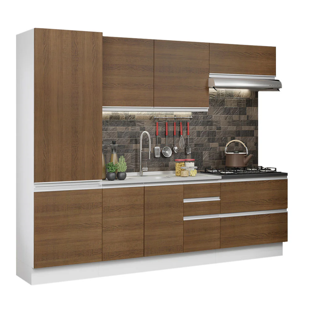 Combo Completo de Cocina 100% MDF 260 cm Blanco/Marrón Acordes Madesa 01 - Image 3
