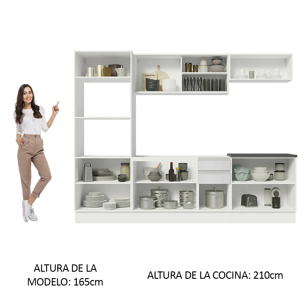 Combo Completo de Cocina 100% MDF 270 cm Frentes Blanco Brillante Acordes Madesa 07 - Image 5