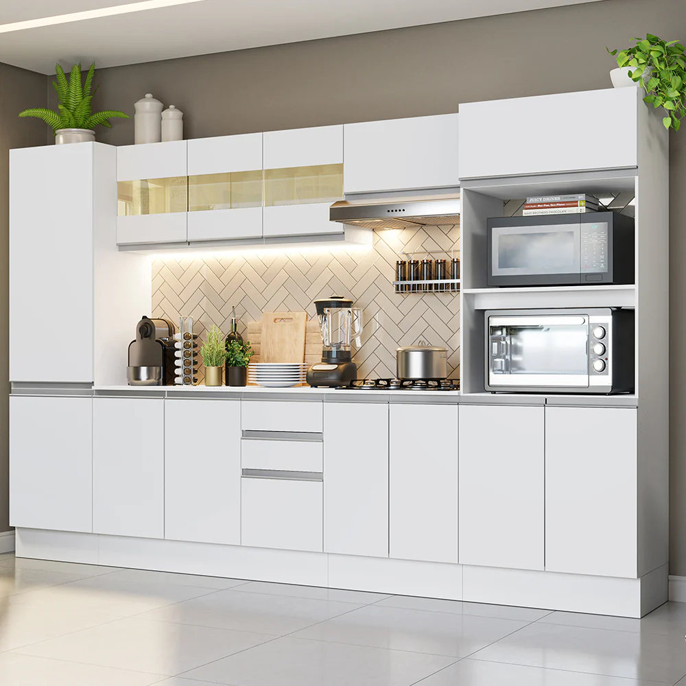 Combo Completo de Cocina 100% MDF 300 cm Frentes Blanco Smart Madesa 01