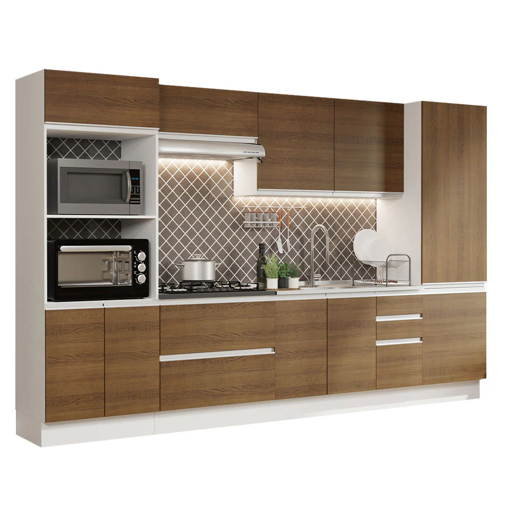 Combo Completo de Cocina 100% MDF 330 cm Blanco/Marrón Acordes Madesa 05 - Image 3