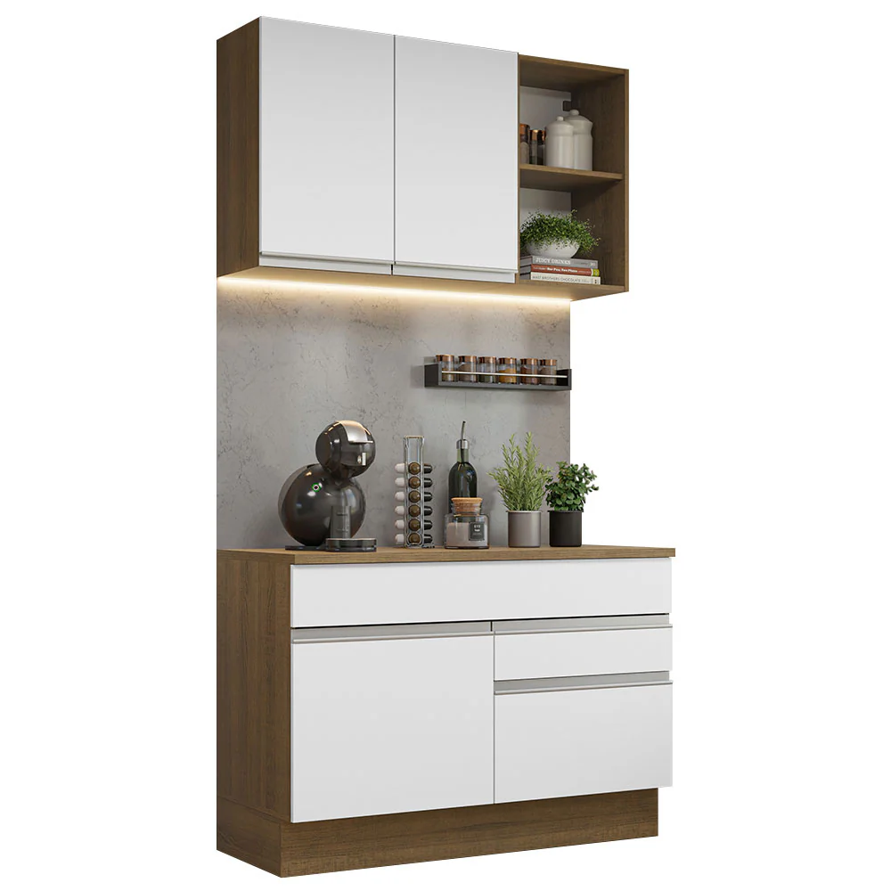 Combo de Cocina 120cm Marrón/Blanco Glamy Madesa 08 - Image 3