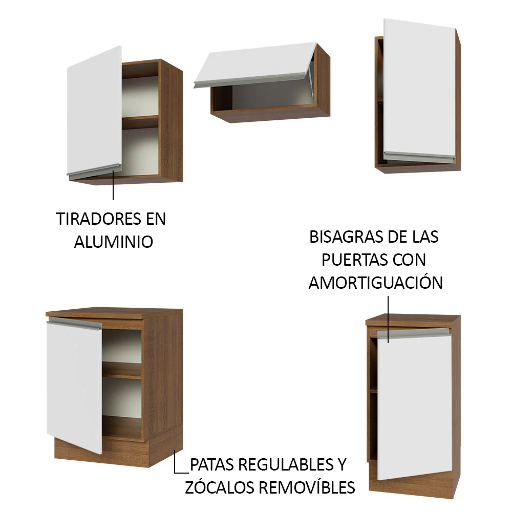 Combo de Cocina 160cm Marrón/Blanco Glamy Madesa 07 - Image 4