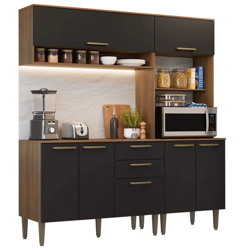 Combo completo de Cocina 165 cm Marrón/Negro Lille Madesa 01 - Image 3