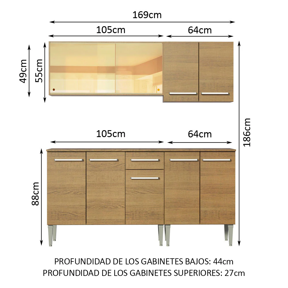 Combo de Cocina 169cm Emilly Drive Madesa 04 - Marrón - Image 2