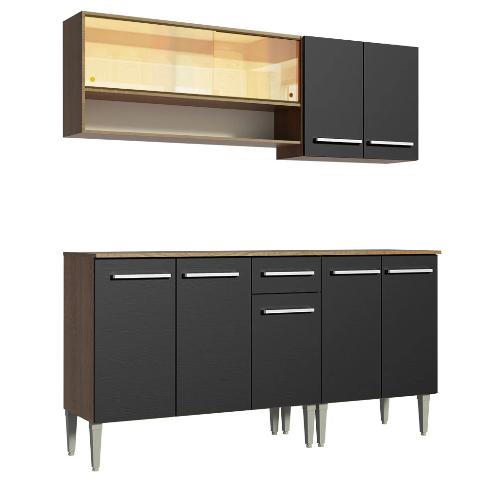Combo de Cocina 169cm Marrón/Negro Emilly Dance Madesa 07 - Image 9