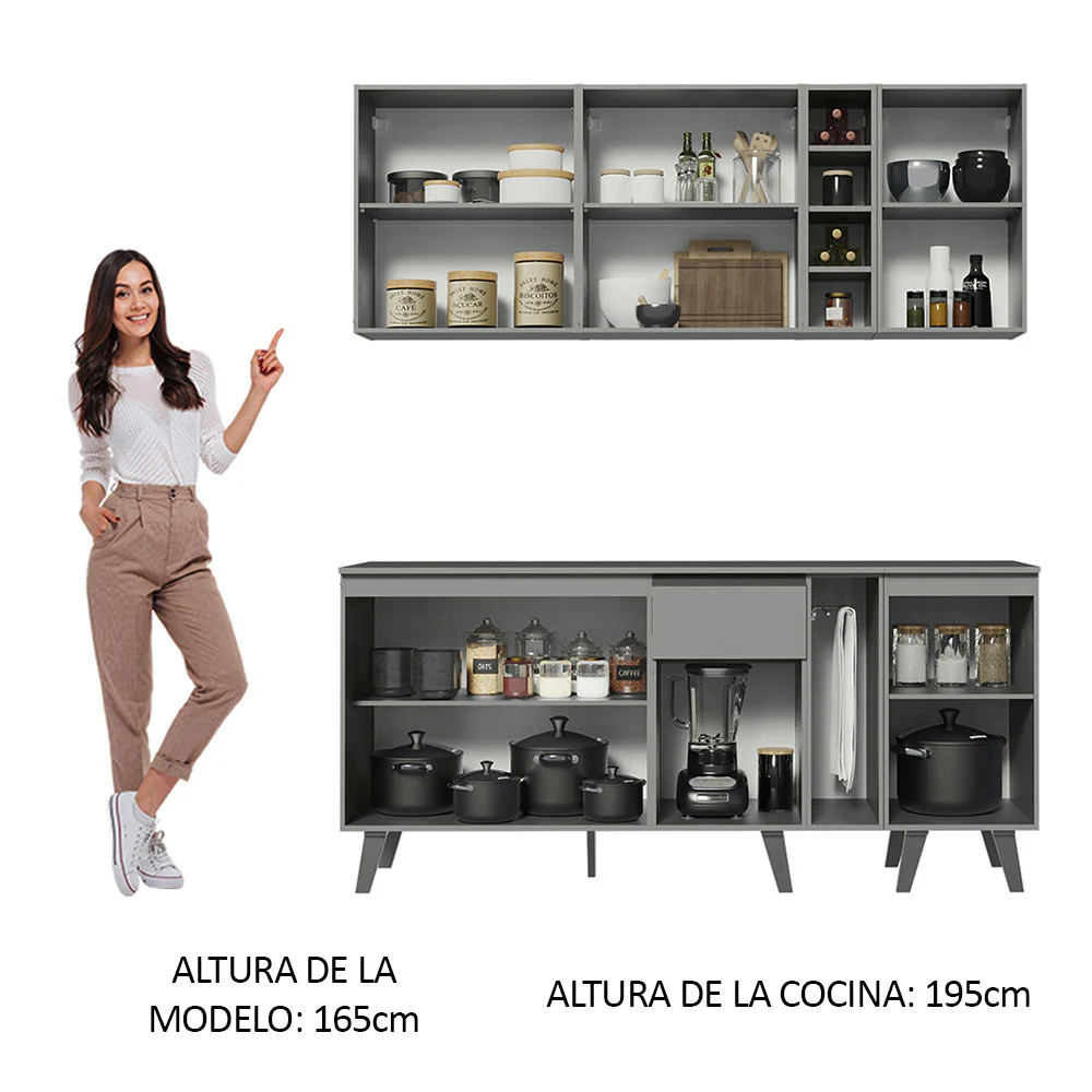Combo Completo de Cocina 180 cm Gris Nice Madesa 01 - Image 5
